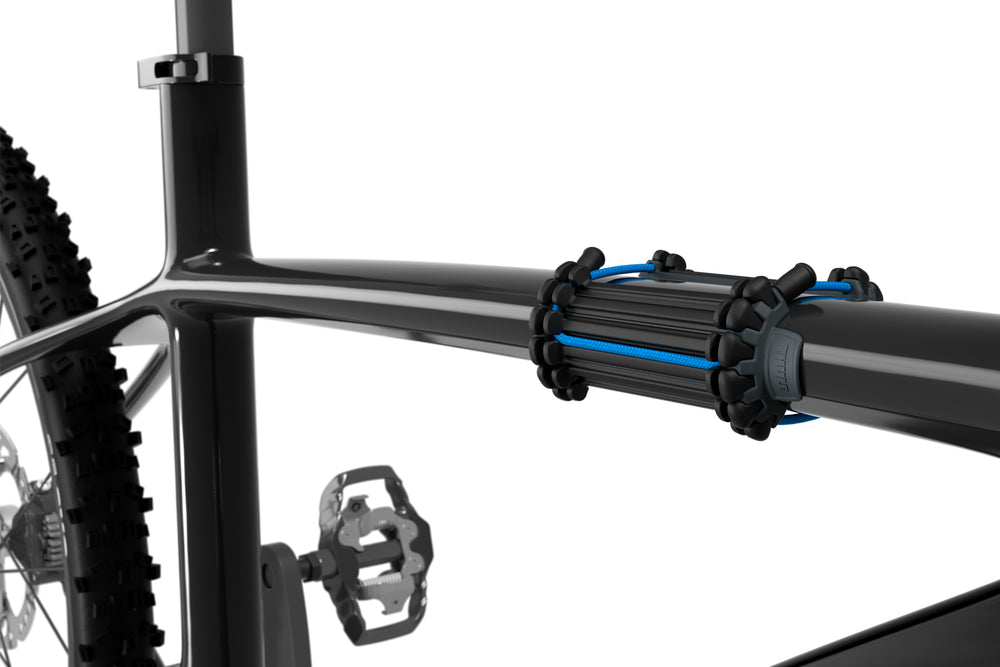 The Thule Carbon Frame Protector, fitted securely to a carbon bike frame