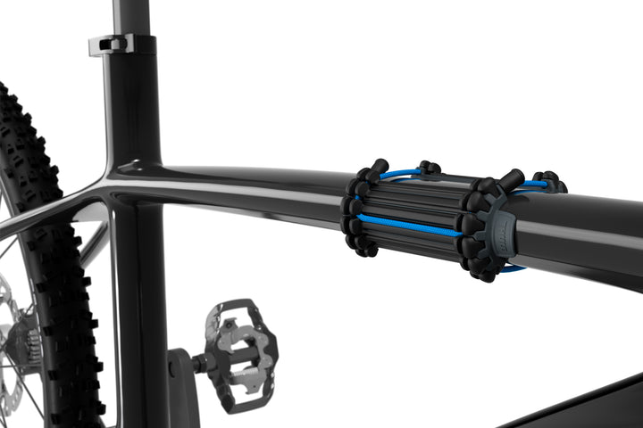 The Thule Carbon Frame Protector, fitted securely to a carbon bike frame