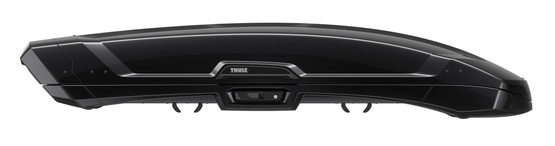 Side on view of the Thule Vector roof box - slim aerodynamic design