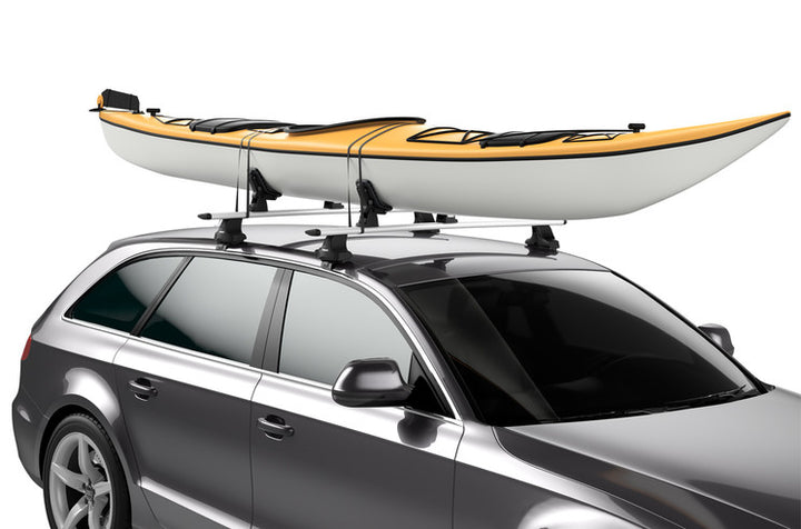 Thule DockGrip carrying a Kayak on a car roof rack