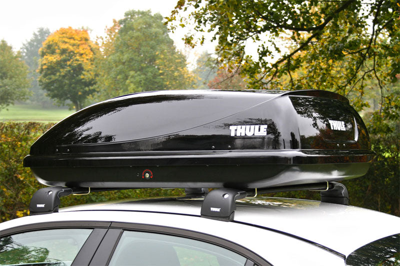 Thule Ocean 100 Gloss Black Small Cheap Roof Box That Fits Most Roof Bars For Sale In Bournemouth Dorset