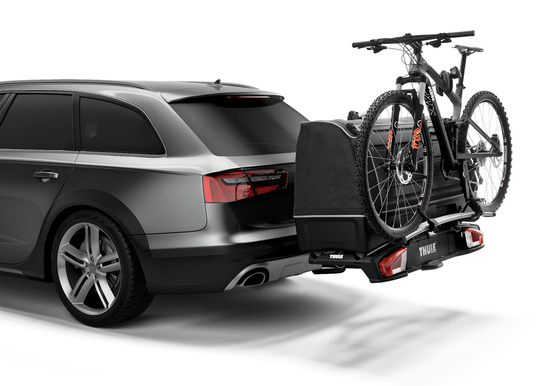 Thule Back Space XT Box On VeloSpace Bike Carrier With Additional Bike Arm Attachement 