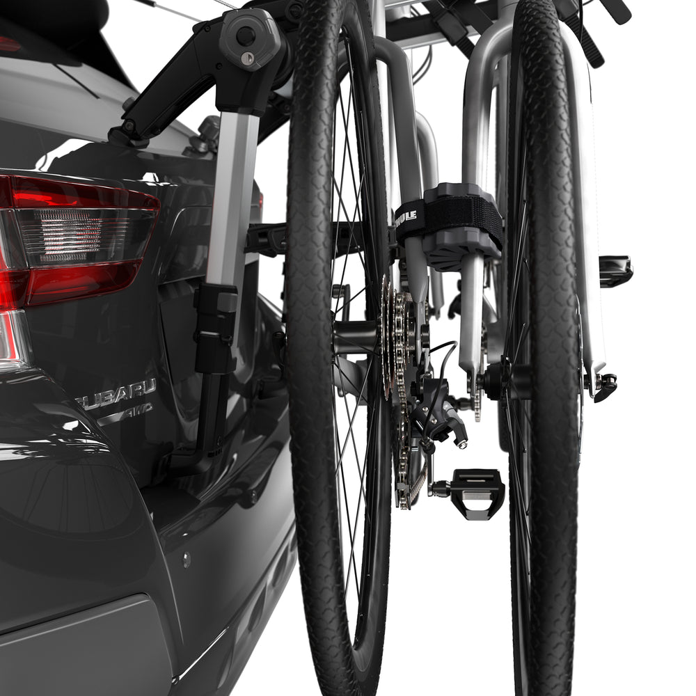 Thule Bike Protectors attached to boot mounted bike rack.